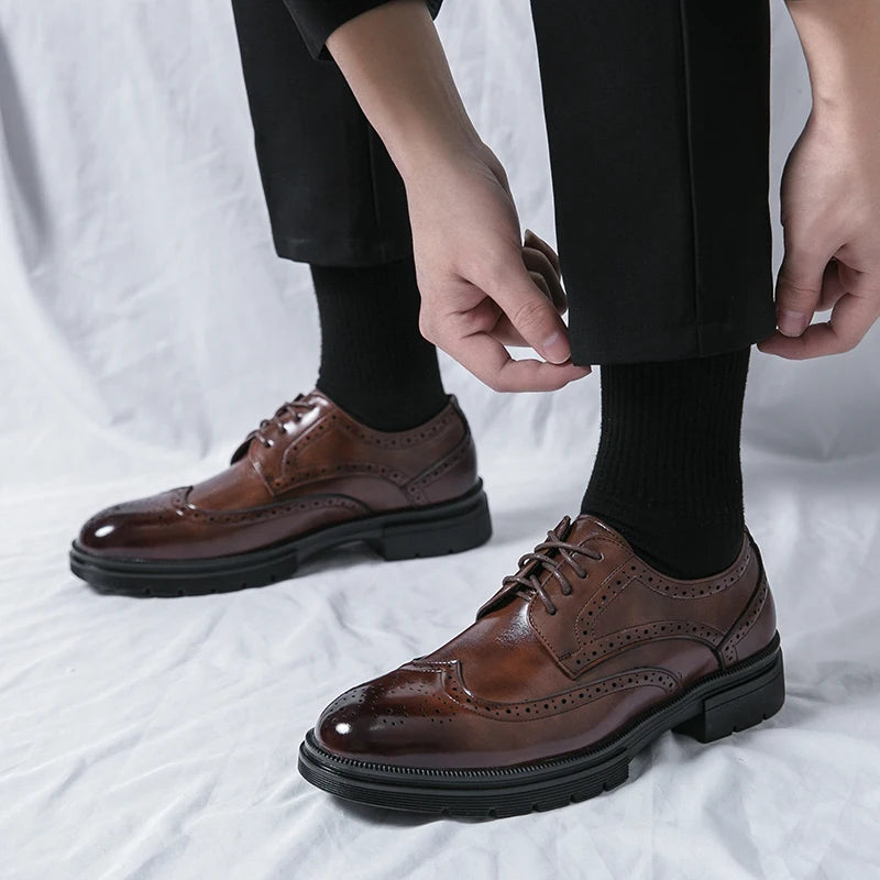 British Style Shoes for Men’s Genuine Leather Business Formal Oxfords