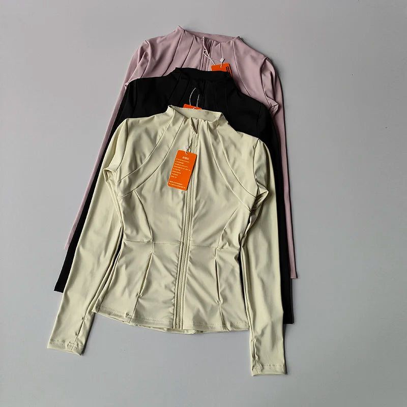 Women Sports Jacket Zip Fitness Yoga Shirt Workout Running Coats Warm