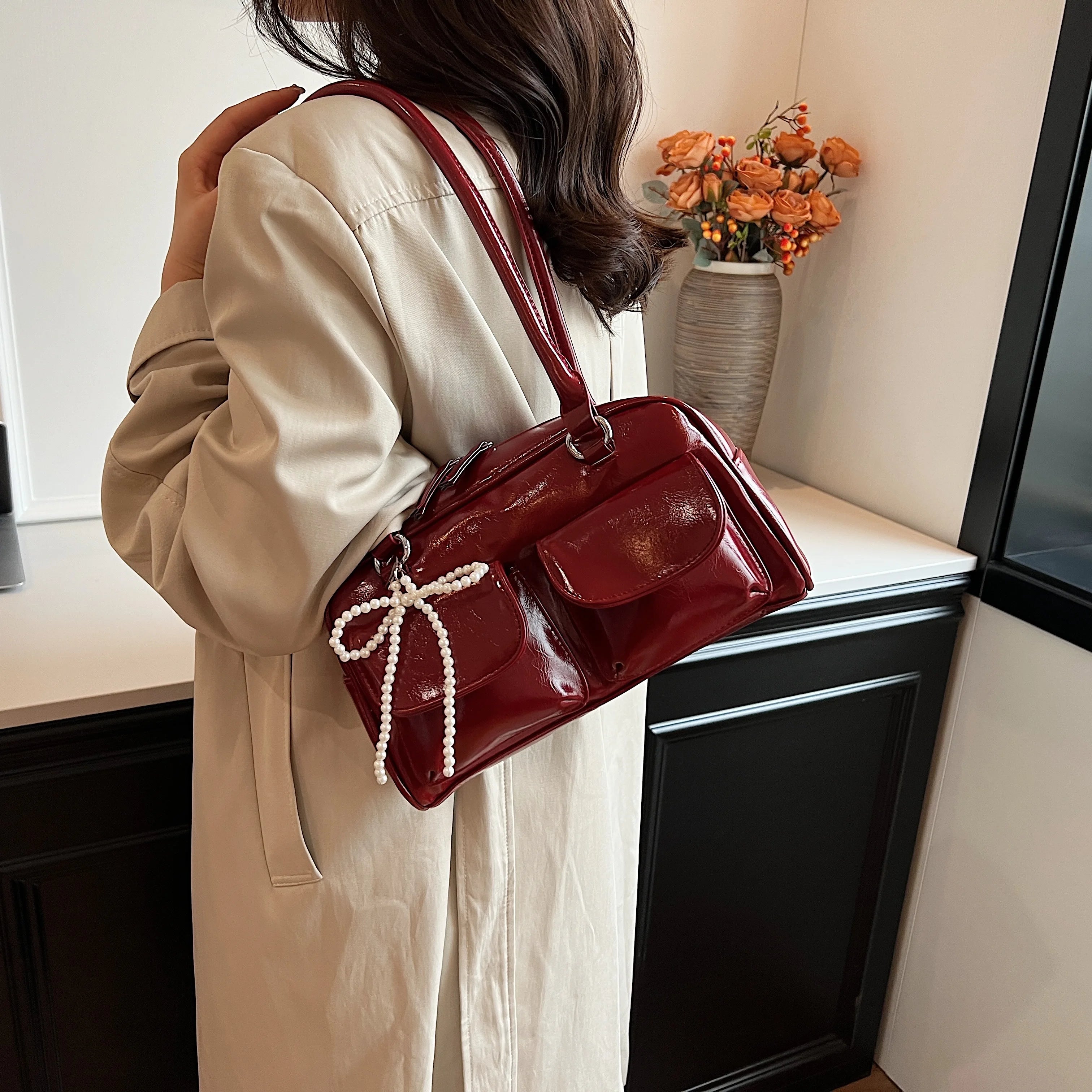 Fashionable Underarm Bow Bag for Women 2024 Korean Edition New Simple