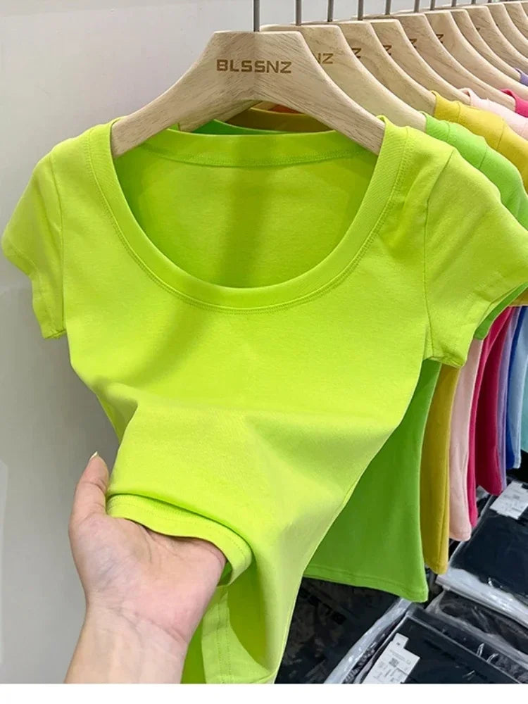 Summer Top Sexy T Shirt Women T-Shirt Korean Style Woman Clothes Slim