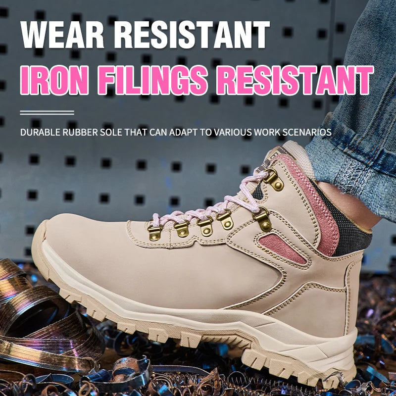 Waterproof Steel Toe Safety Boots for Women Anti-Smash Design,
