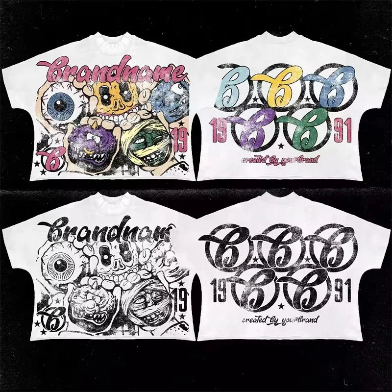 Harajuku Casual Summer Short Sleeve Men Women Y2K Hip Hop Graphic