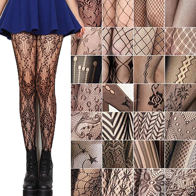 Woman Girls Gothic Cartoon Fishnet Stockings Snake Kuromies Skull