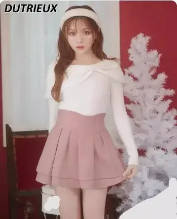 Japanese Lolita Skirts Ruffled Pleated Plaid Skirt Women 2024 Spring