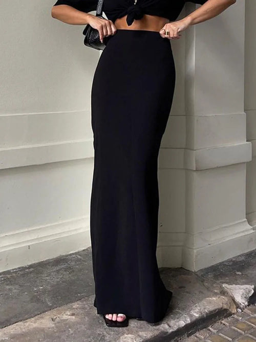 Fashion For Women Black Long Skirts High Waist Slim Seamless Elegant