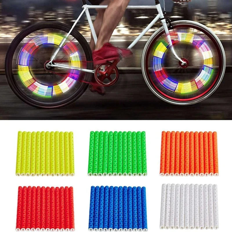 12PCS/Bag Bicycle Wheel Spokes Reflective Sticker Tube Strip Warning