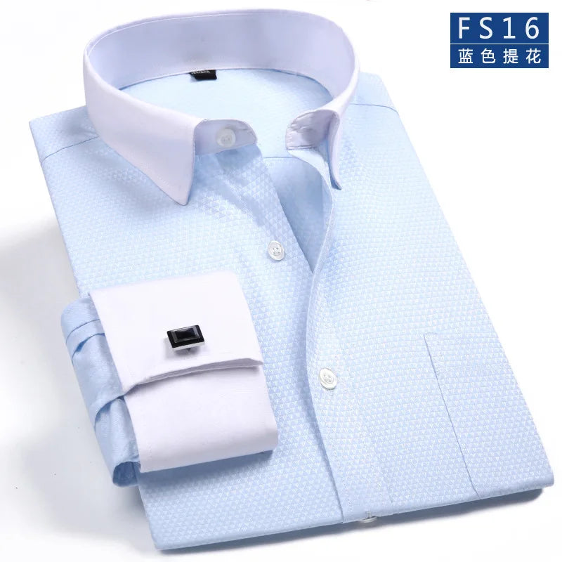 Men's Classic French Cuffs Social Dress Shirt Formal Business
