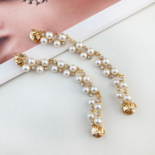 2 Pieces Sparkling Faux Pearl Decoration Chain Suitable For Crocs Bogg