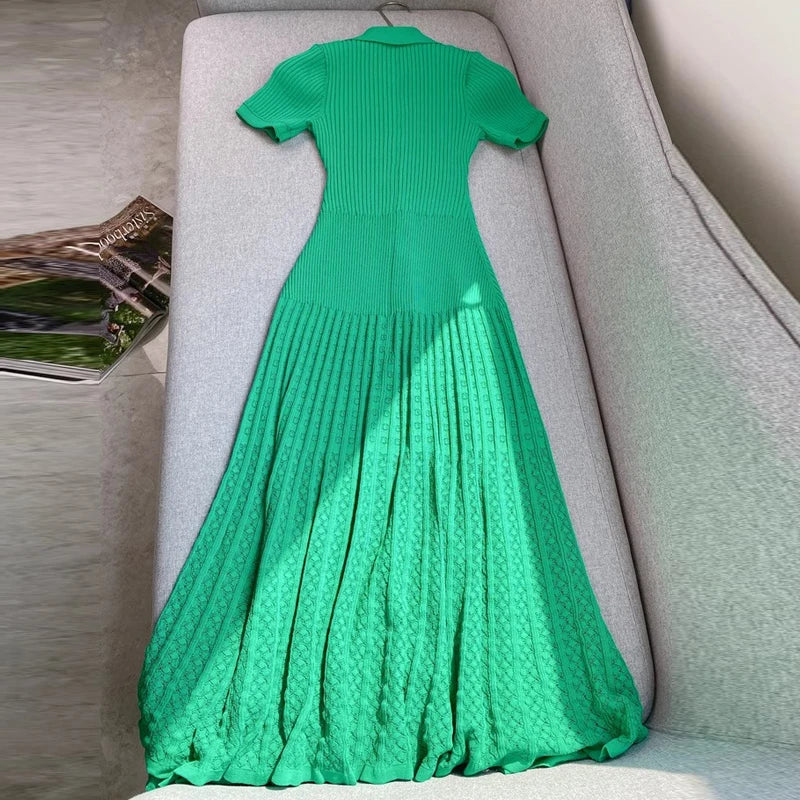 YuooMuoo Summer Maxi Dress Women Knit Black Green Long Bodycon Korean