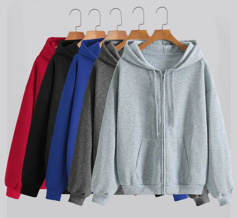 Women Fleece Zip Up Hoodies Running Sports Sweatshirts Fashion Female
