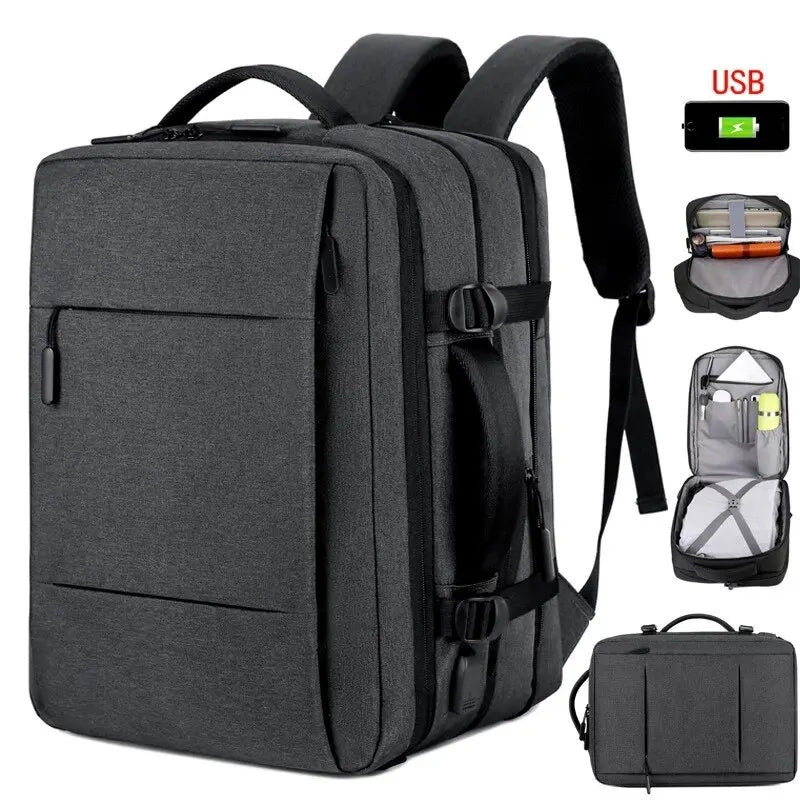 Travel Backpack Men Business Backpack School Expandable USB Bag Large