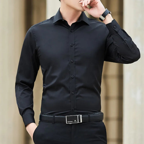 New Plus Size 6XL 7XL 8XL Men Solid Color Business Shirt Fashion