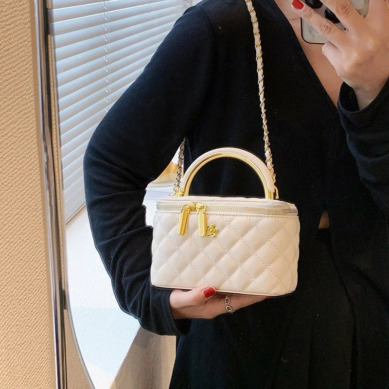 Quilted Shoulder Bag for Women PU Leather British Style Handbag Ladies