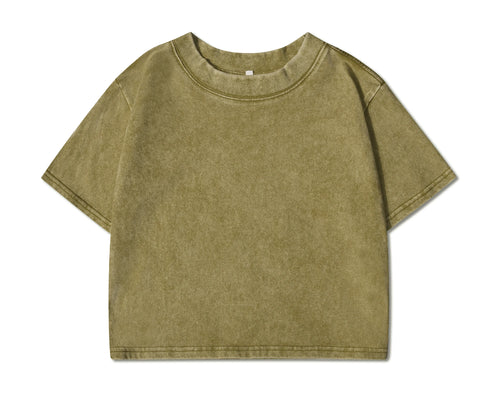 100% Cotton Washed T-Shirts For Women Loose O-Neck Crop Tops Y2k