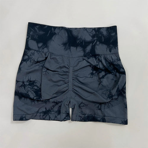New Women Gym Tie Dye Scrunch Shorts Fitness Seamless Butt Lifting