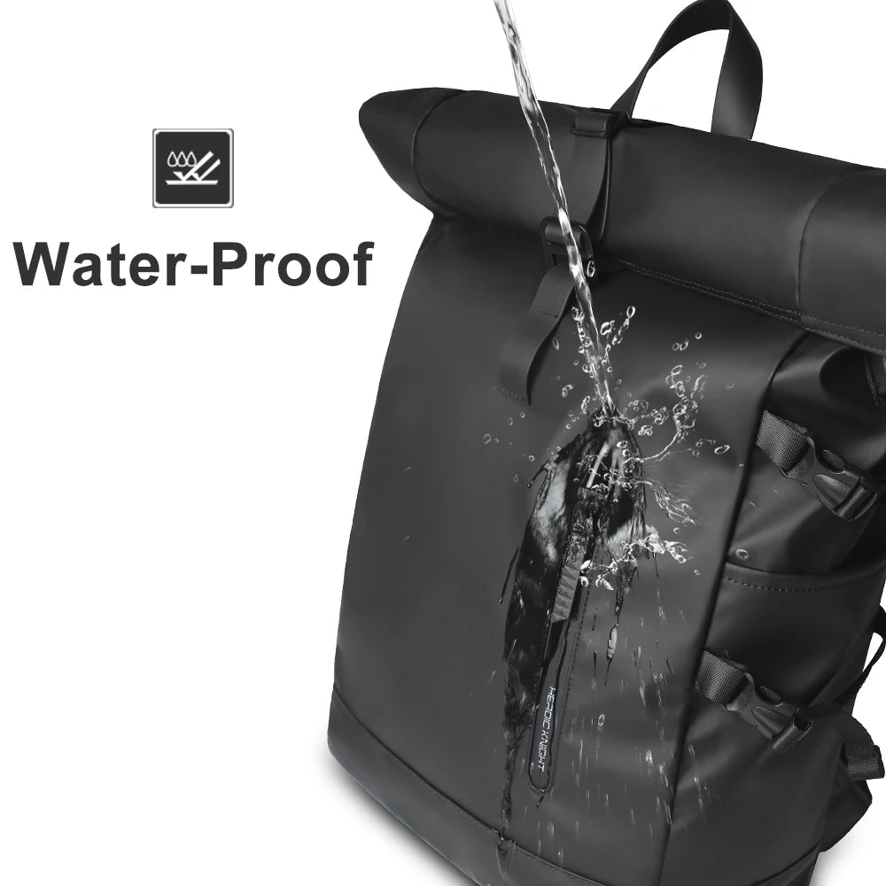 Heroic Knight Men's backpack Waterproof Roll Top Backpack Women Travel