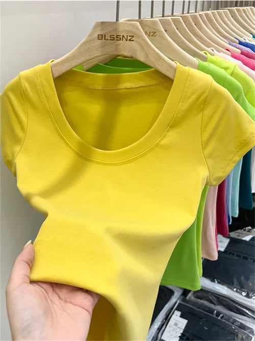Summer Top Sexy T Shirt Women T-Shirt Korean Style Woman Clothes Slim