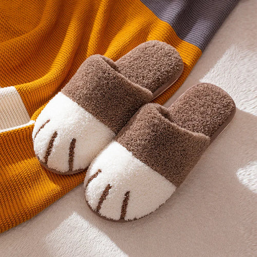 Comwarm Winter Warm Plush Slippers Cute Cat Paw Designer House Women