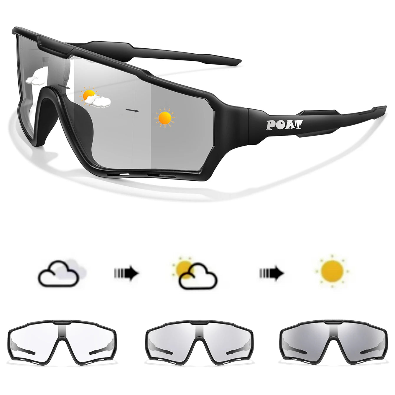 POAT Brand Men Women MTB Bike Bicycle Photochromic Eyewear Cycling