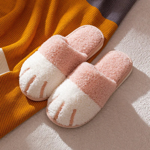 Comwarm Winter Warm Plush Slippers Cute Cat Paw Designer House Women