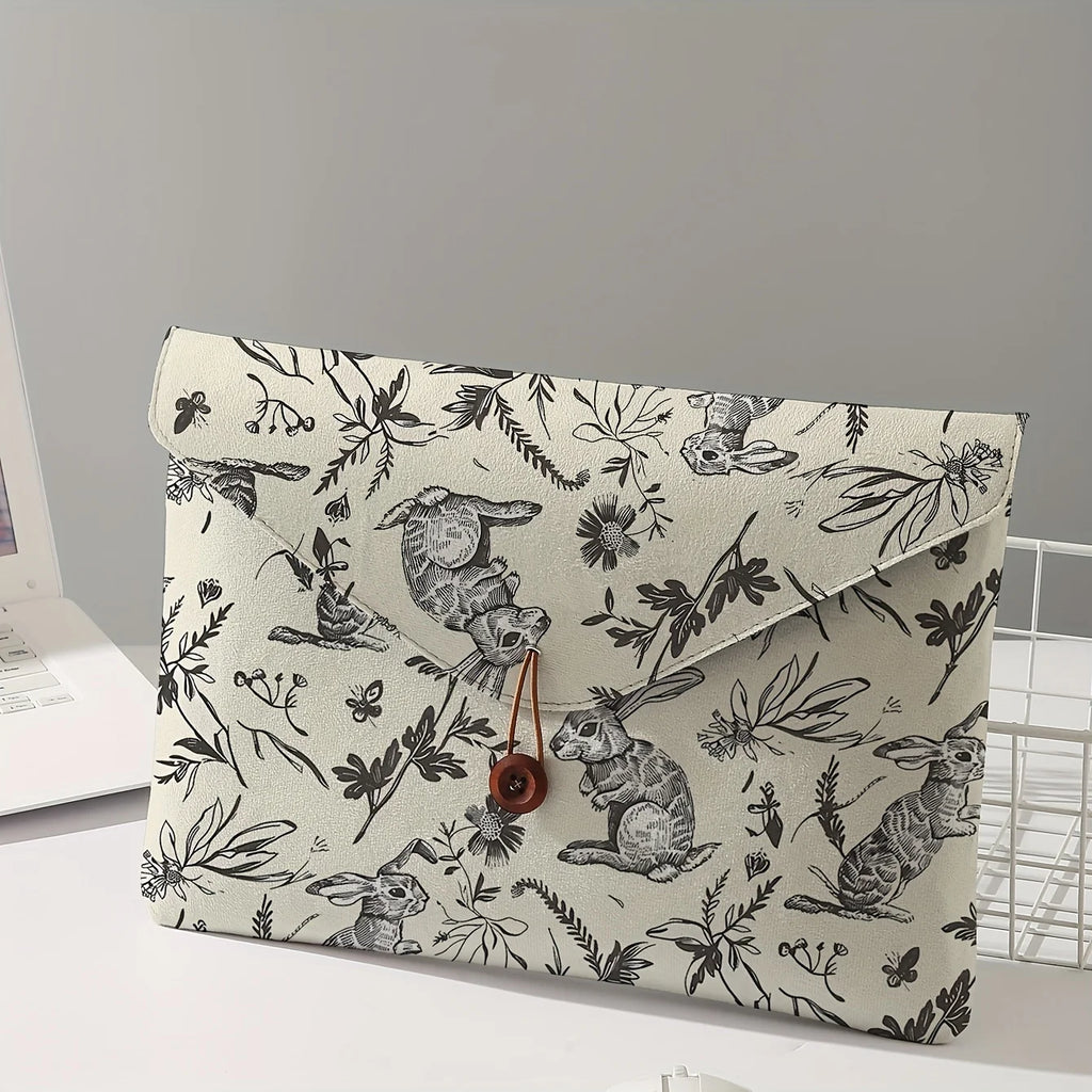 Rabbit print pattern laptop bag with soft laptop fabric cover,