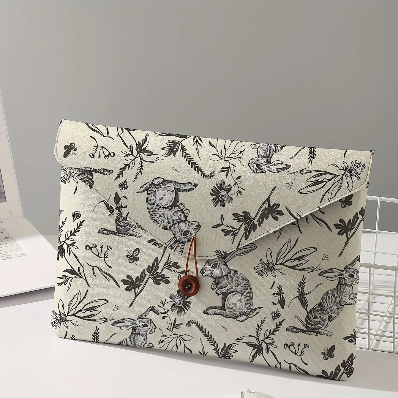 Rabbit print pattern laptop bag with soft laptop fabric cover,