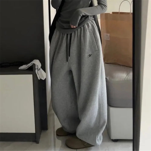 Gray Oversize Style Loose Sweatpants Women Harajuku Korean Fashion