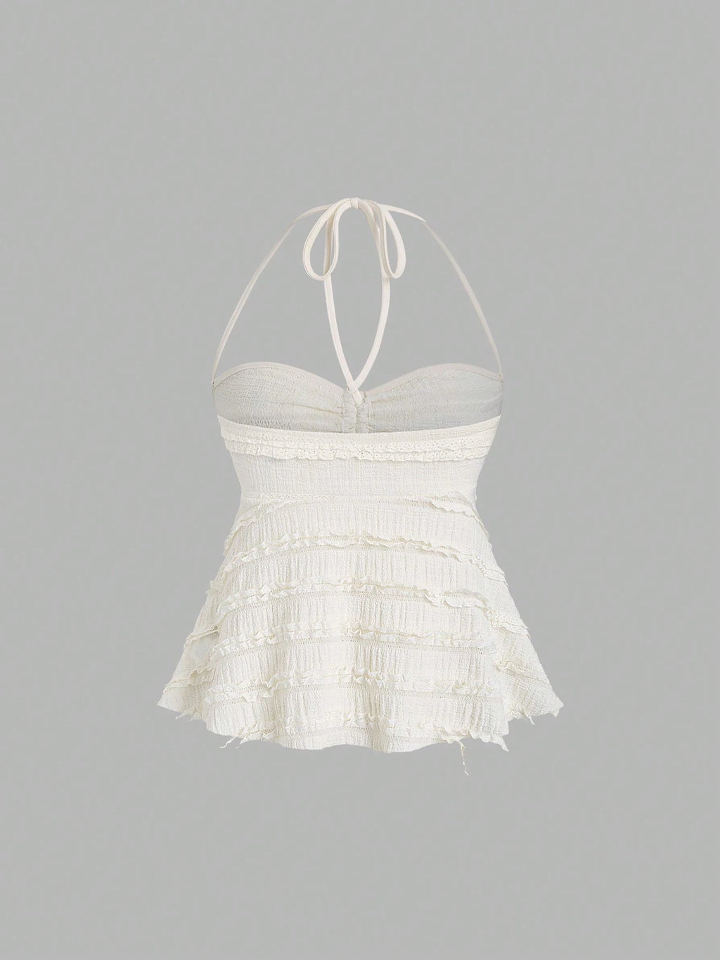 Women's Summer Fashion Casual Apricot Drawstring Neck Knitted Lace