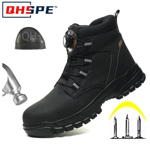 Rotating Button New Safety Shoes Men Anti-smash Anti-puncture Work