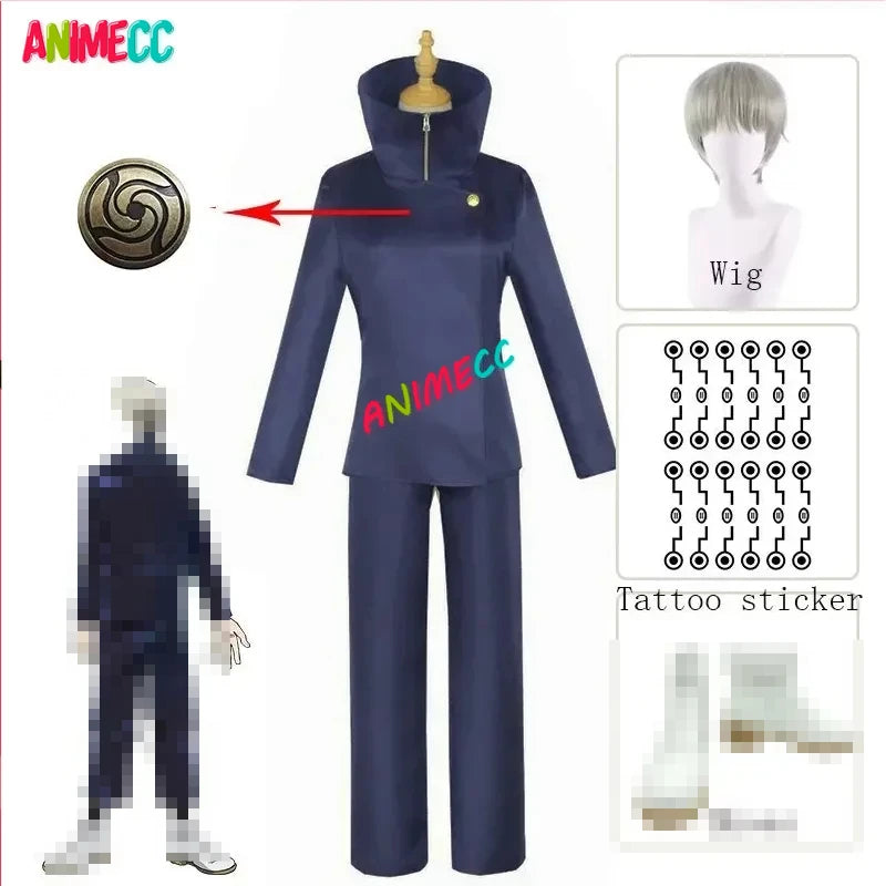 ANIMECC in Stock S-2xL Toge Inumaki Cosplay Costume Wig Tattoo Sticker