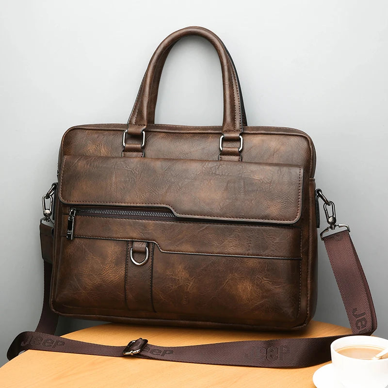 Multiple Pockets Briefcase Men's Large Capacity Office Shoulder Bag