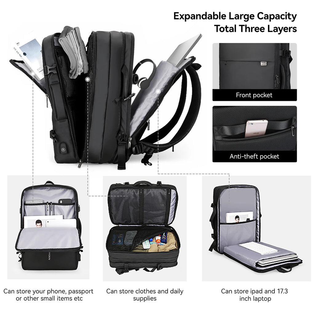 MARK RYDEN Large Backpack Men Rucksack 40L Expandable Business Travel
