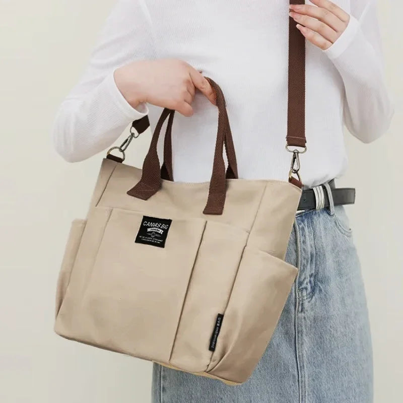 Canvas Ladies Bag Simple Student Large Capacity Horizontal Commuter