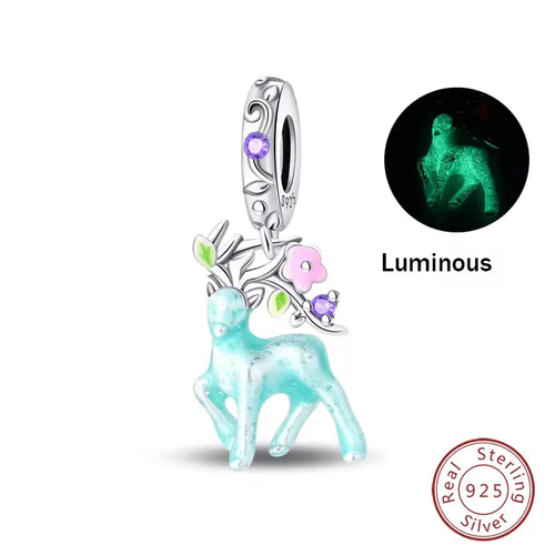 925 Sterling Silver Chameleon Luminous Firefly Butterfly Charms Beads