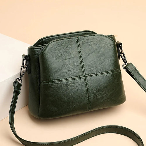 Vintage Women's Soft PU Leather Shoulder Bag Square Solid Color