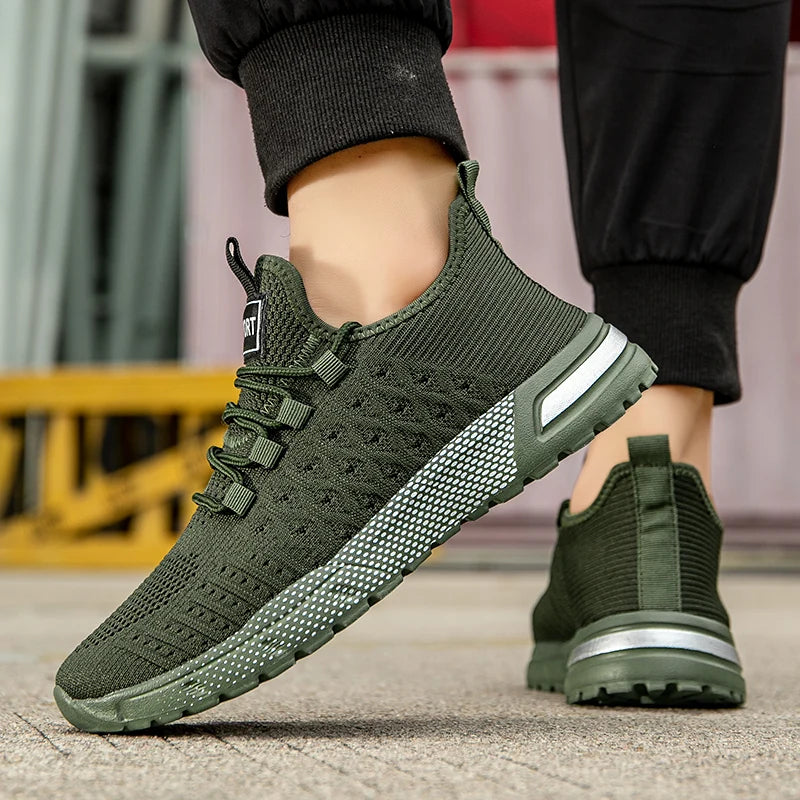 Men‘s Running Shoes Non-slip Lace-up Casual Shoes Fashion Knit