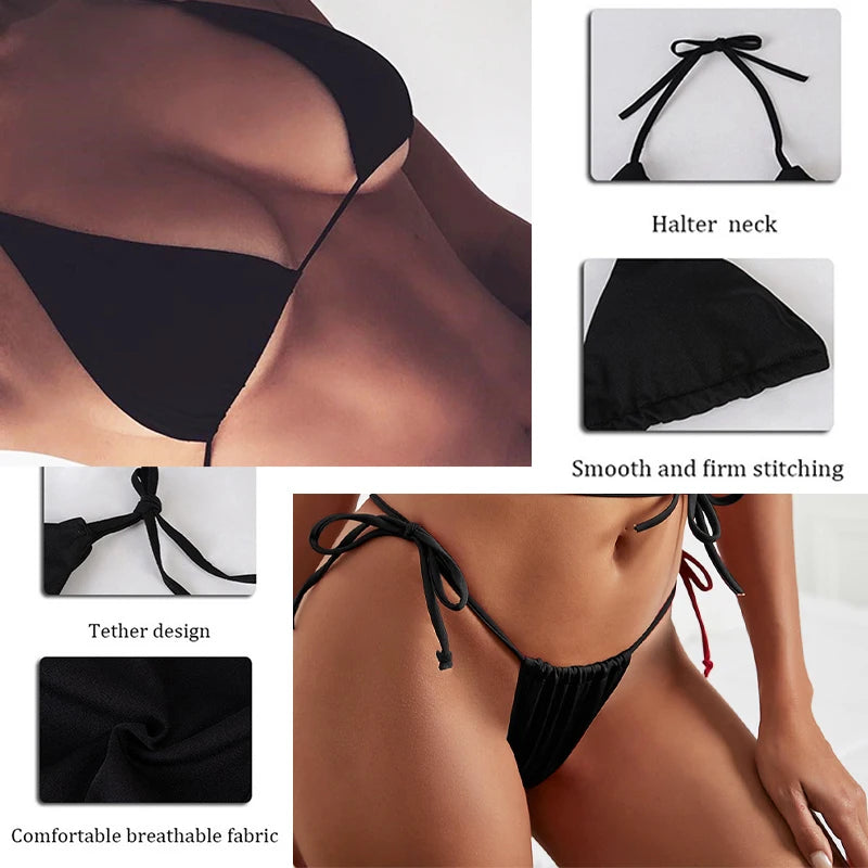 Fashion Bikini Set Women Backless Low Waist Sexy Skull Pattern Printed