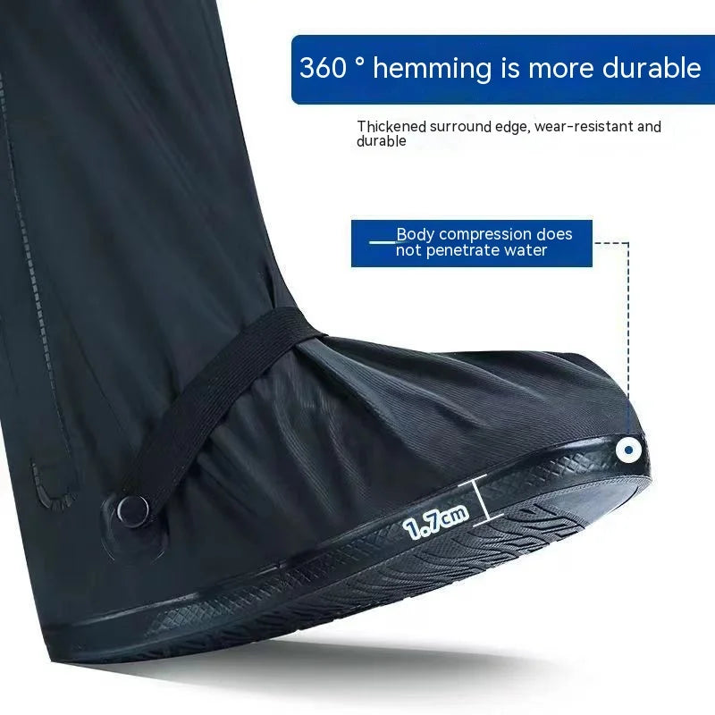 Rain Boot Shoe Cover Black Waterproof with Reflector High Top Clear