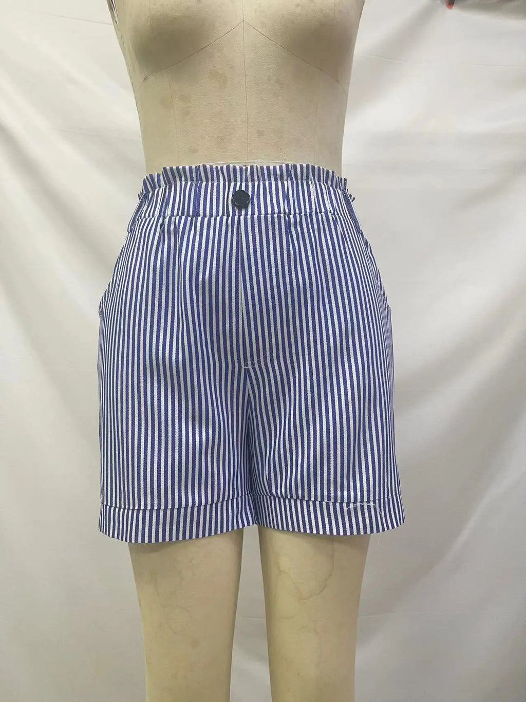 New summer casual pocket striped casual shorts women's wear