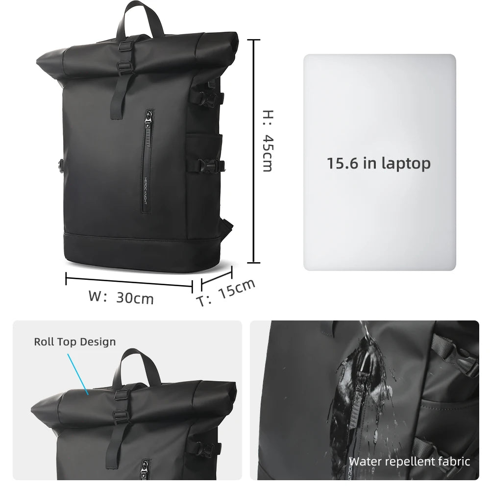 HK Expandable Travel Backpack Men Large Capacity Waterproof 15.6”