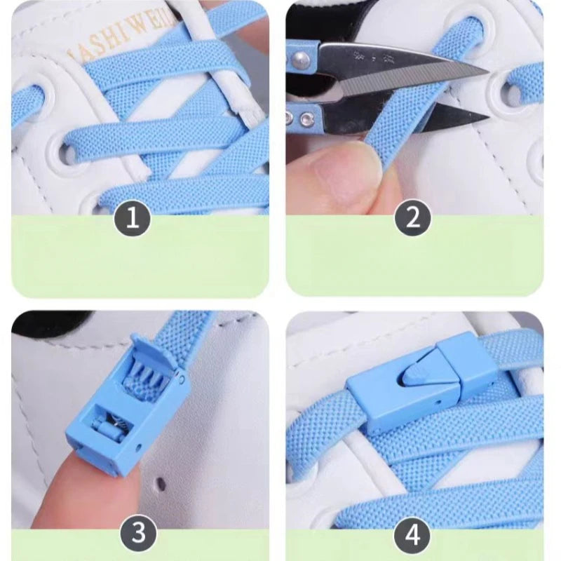 1/2 Pair 2025 No Tie Shoe Lace Press Lock Insert Fixed Shoelaces
