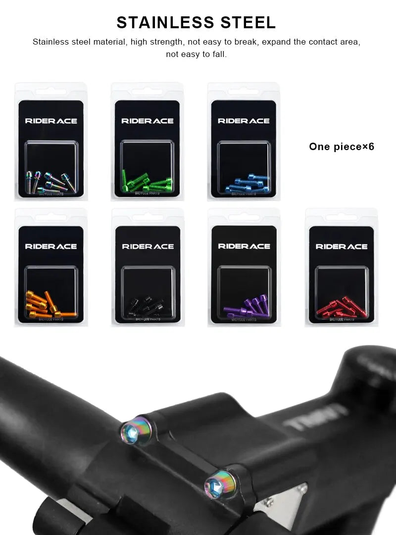 Bicycle Handlebar Screws M5 18MM 6 PCS/SET Titanium Plated Colorful