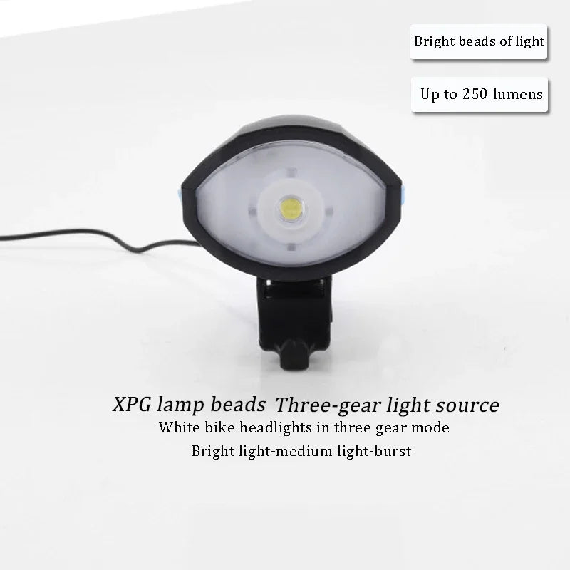 Bicycle Front Light with Electric Horn Waterproof Bike Headlight USB
