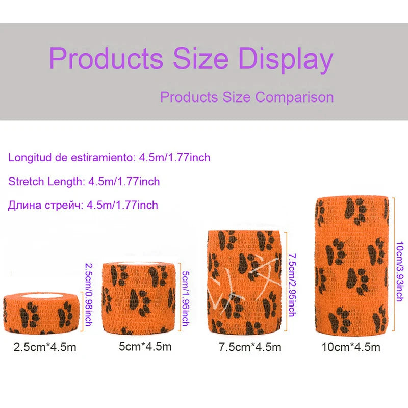 Animal Pattern Printed Self Adhesive Elastic Bandage 4.5m Sports Wrap