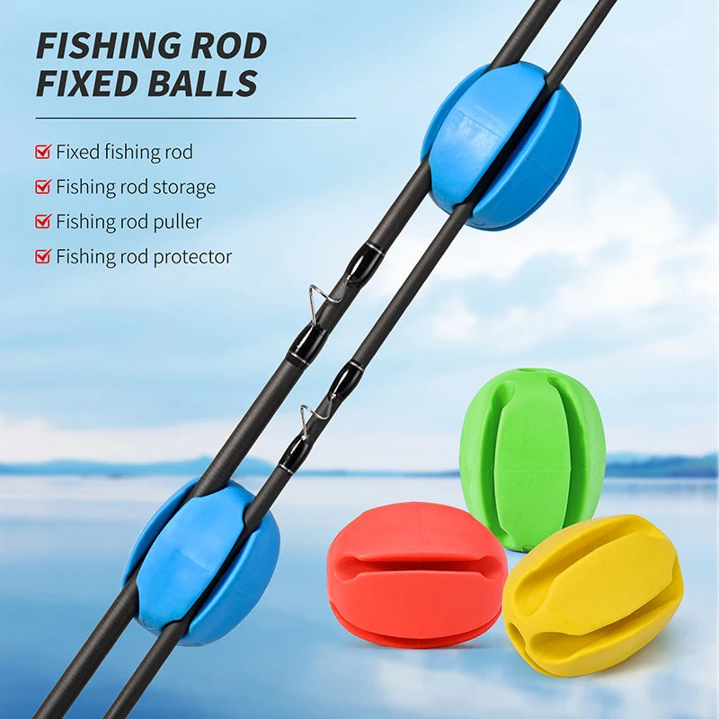 6 PCS Silicone Fishing Rod Holder Ball Straps 5 Hole Lightweight