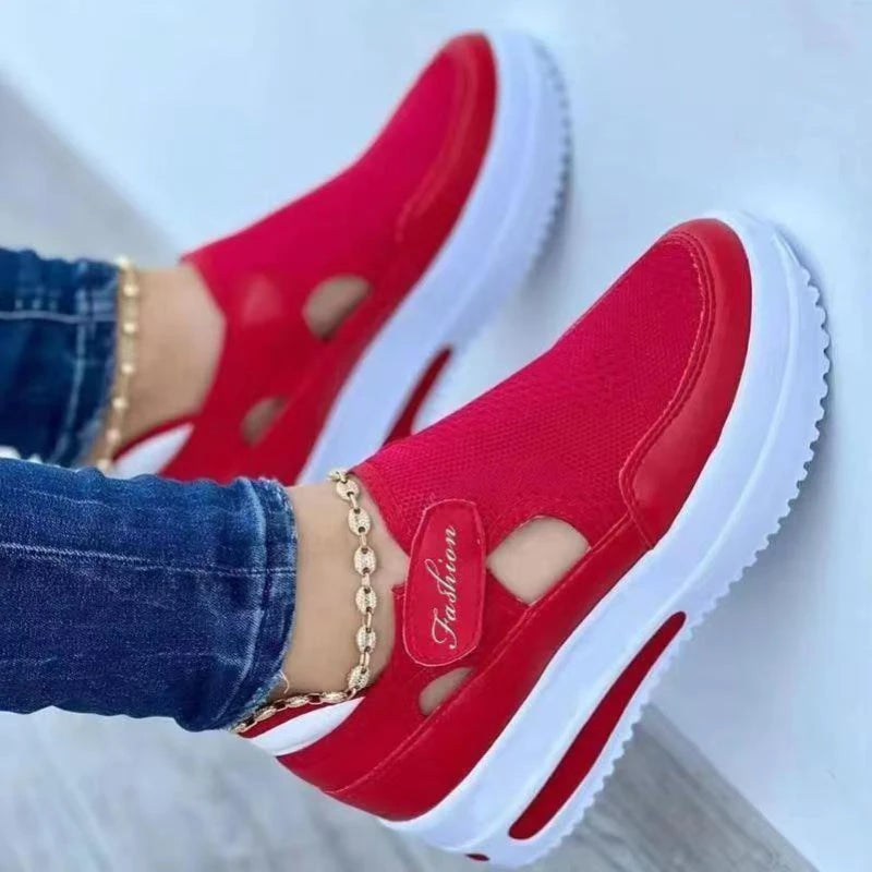 Women's red sports shoes, canvas tennis shoes, women's casual sports