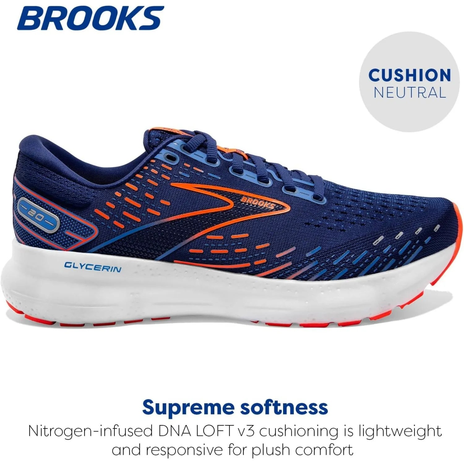Brooks Men’s Glycerin GTS 20 Provides A Lightweight Fit And Responsive
