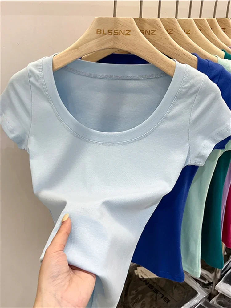 Summer Top Sexy T Shirt Women T-Shirt Korean Style Woman Clothes Slim