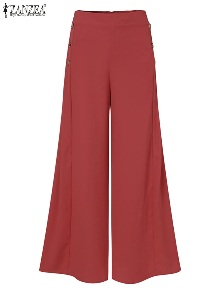 2023 Summer Casual Suit Pants ZANZEA Elegant OL Women Wide Leg Pant