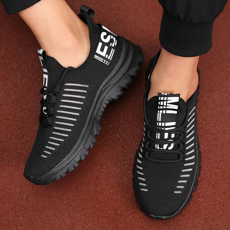 Hot Selling! Tennis Shoes Men Women Elastic Knit Mesh Breathable Upper